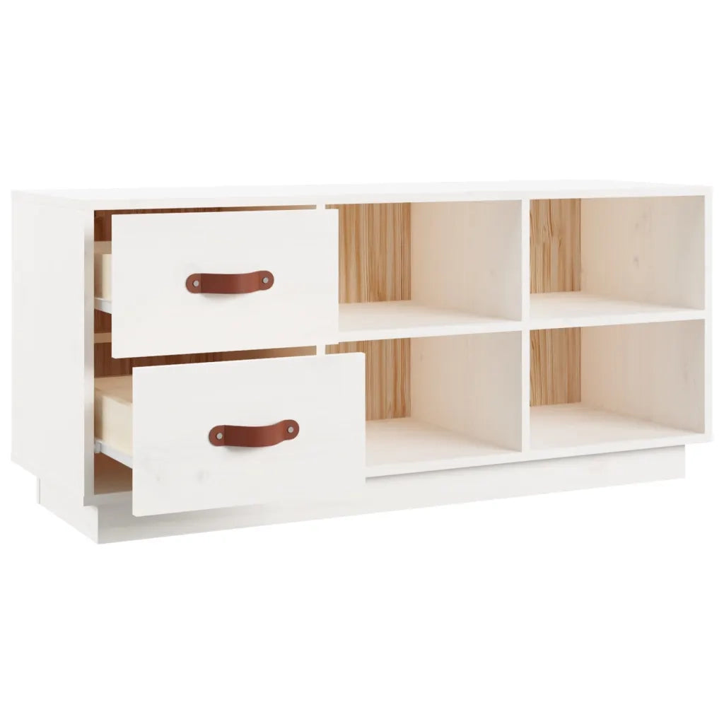 Scarpiera-Scaffale per scarpe Bianca 100x34x45 cm in Legno Massello di Pino