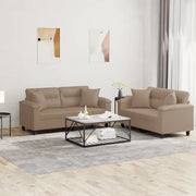 Set di Divani 2 pz con Cuscini Cappuccino in Similpelle