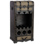 Baul porta bottiglie in legno marrone 44x30x85h cm