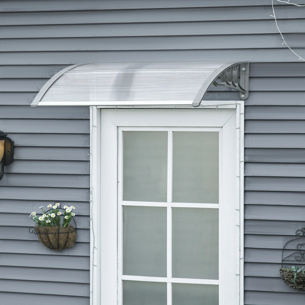 EasyComfort Tettoia in Policarbonato Anti-UV da Esterno per Porte e Finestre da 100x80 cm