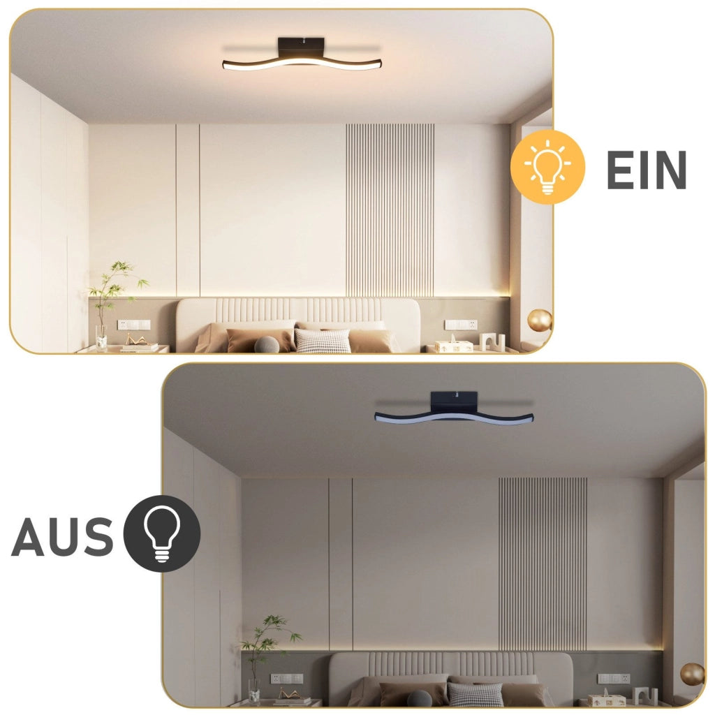 ZMH Lampada da soffitto plafoniera LED moderna design ondulato nero 3000K per soggiorno corridoio cucina