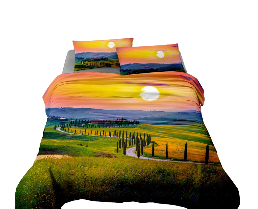 Completo Letto Lenzuola 100% Cotone Set Lenzuolo Moderno Sotto Sopra Federe Due Stampe In Altissima Definizione Dis65Tuscany - Matrimoniale