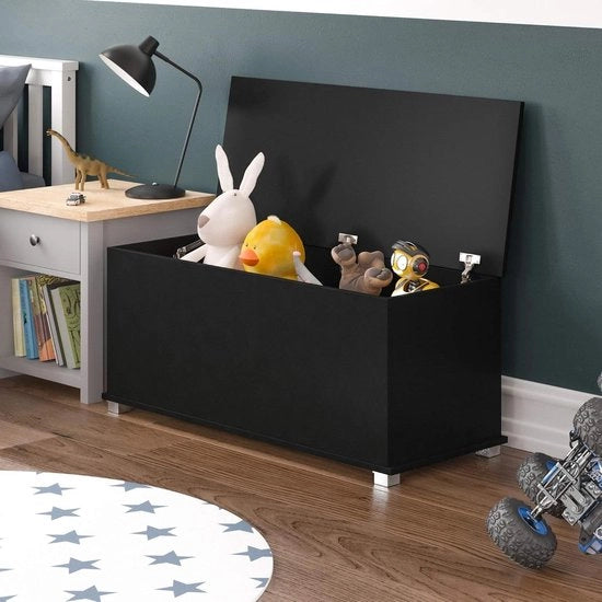 Cassa di conservazione in legno scuro per bambini con coperchio - Cassa di gioco per bambini