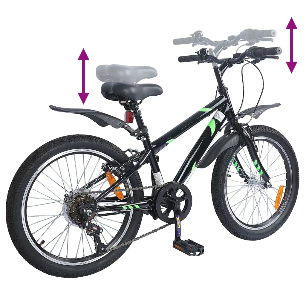 Bicicletta per Bambini 24 Pollici 6-Speed per 8-12 anni Nero