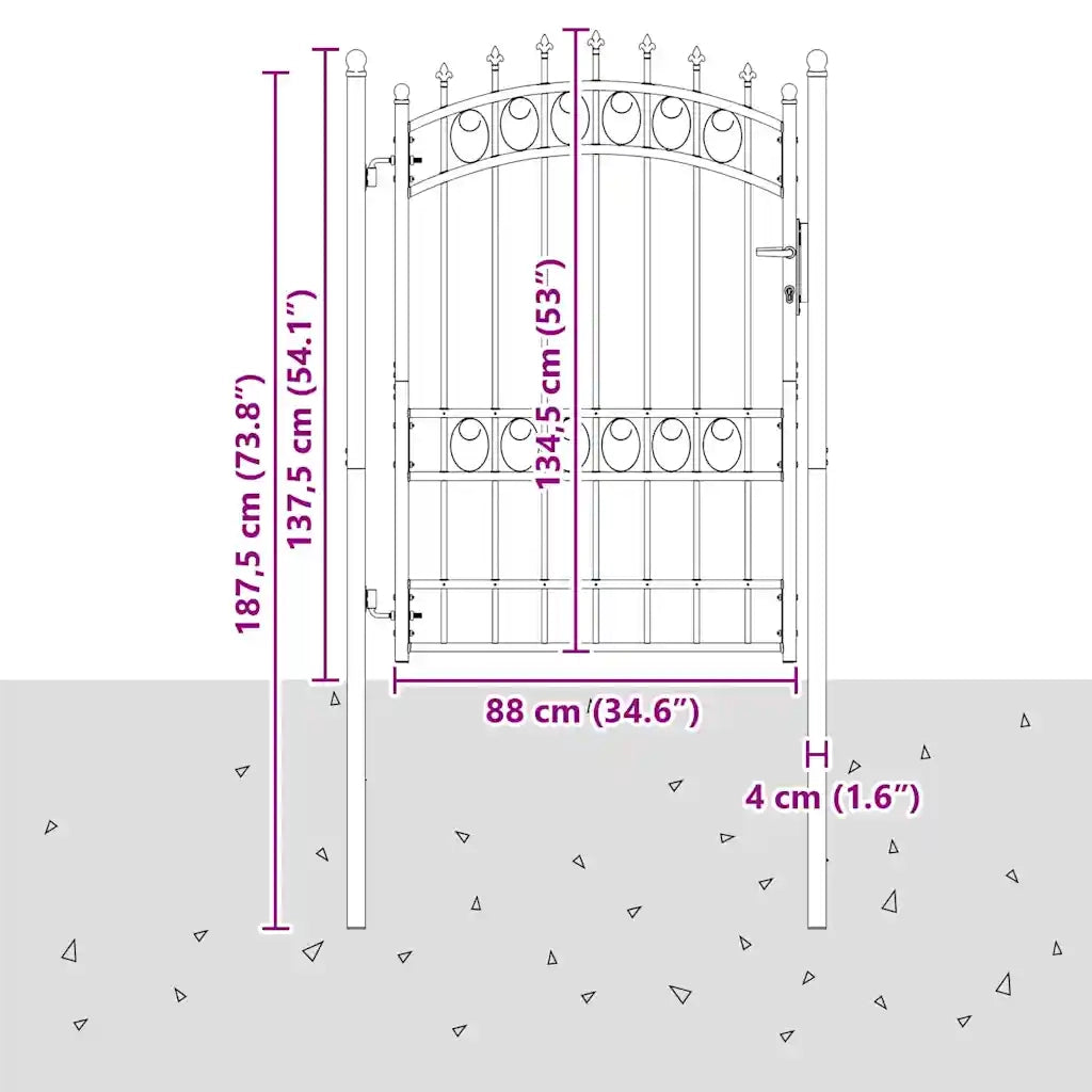 Cancello della recinzione con punte EMMEN 170 x 100 cm