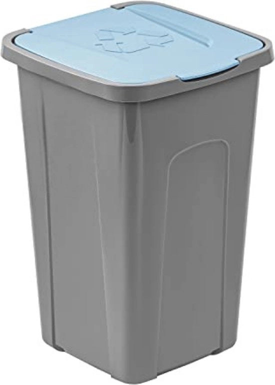 Cestino per rifiuti 50 litri - 550 x 365 x 370 mm - Grigio - Blu