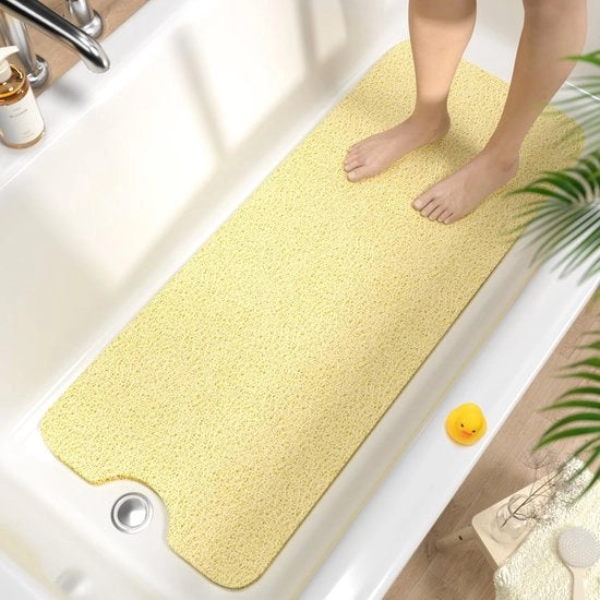 Pavimento antiscivolo per bagno 100x40cm, doppio pavimento antiscivolo extra lungo, loofah in PVC morbido pavimento antiscivolo per bagno, asciugatura rapida del pavimento antiscivolo per bagno, senza fissaggio, beige