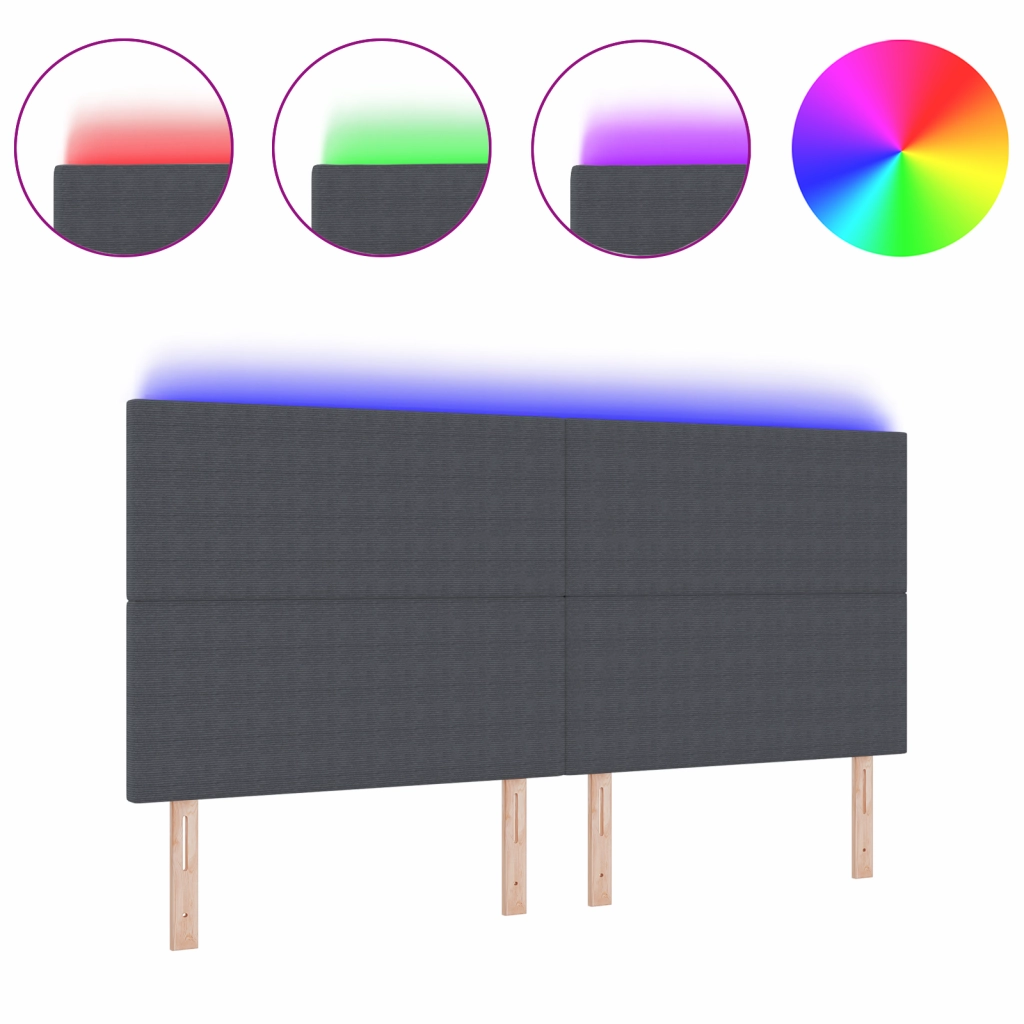 Testata LED  Grigia Scura 100 cm in Tessuto Corduroy