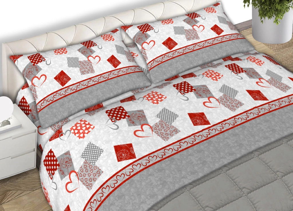 Completo Lenzuola 100% Cotone Made Italy Disegno Style C.N - Matrimoniale - Grigio