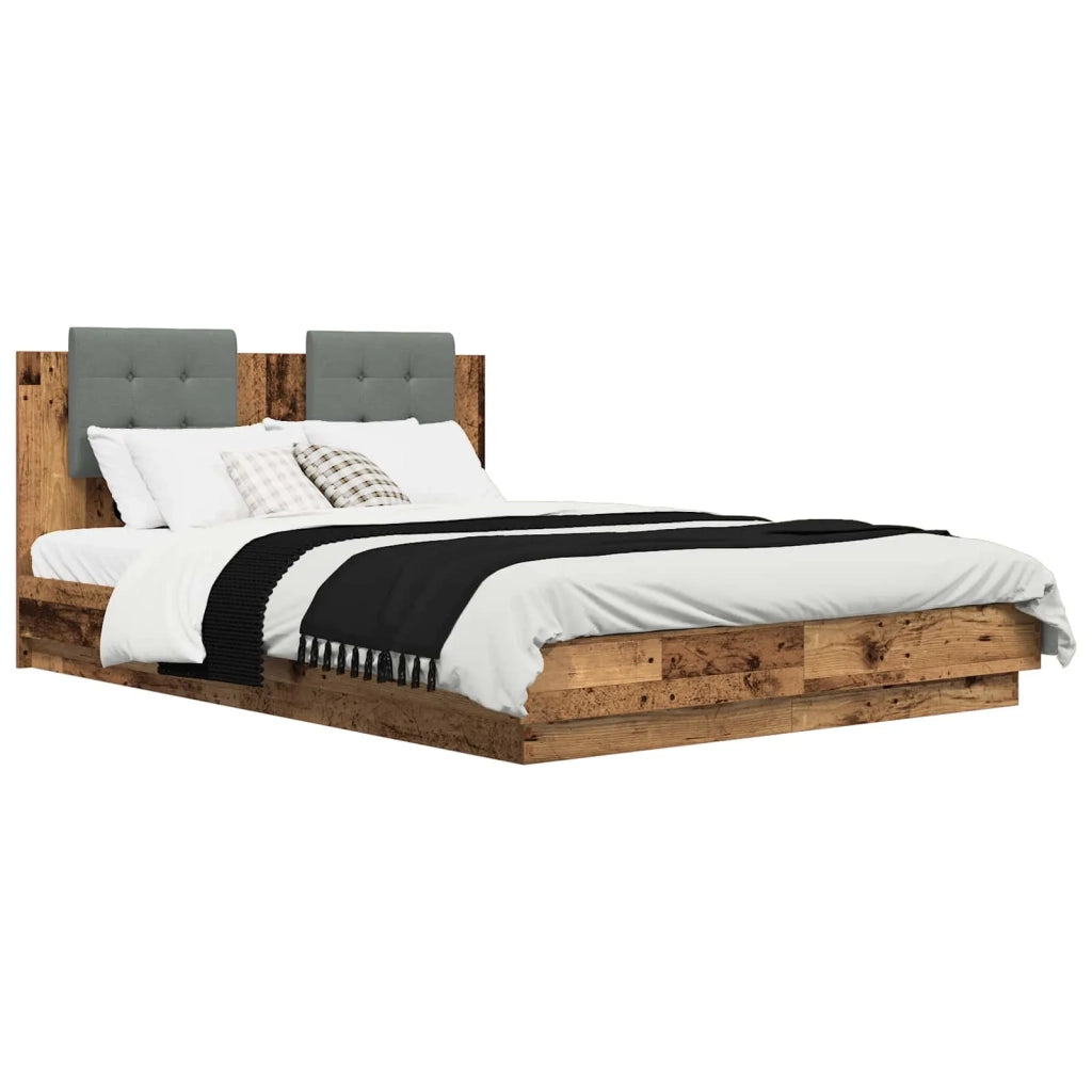 Struttura letto con testata-Giroletto Legno vecchio 160 x 200 cm