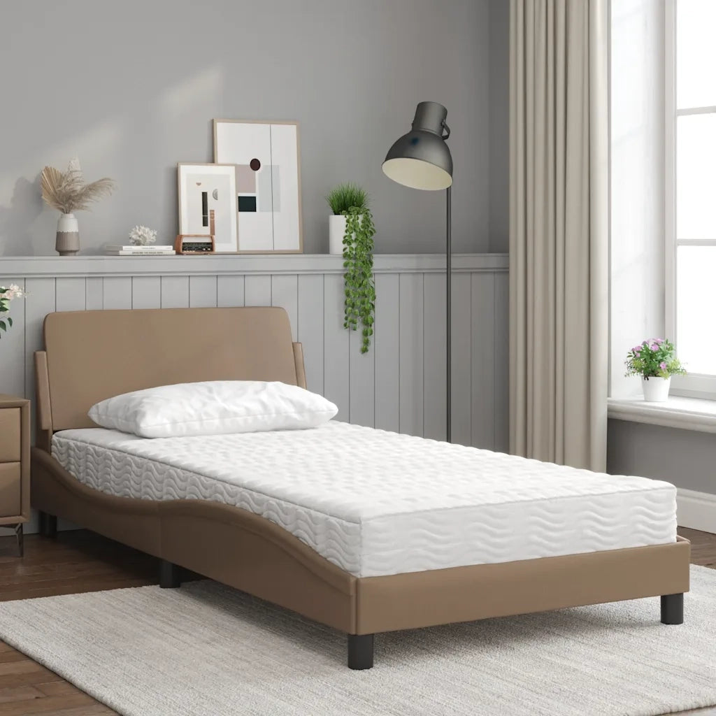 Letto con Materasso Dover Cappuccino 100x200cm Similpelle 3208361