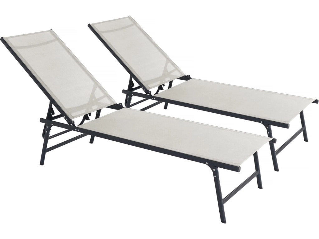 Set di 2 lettini prendisole in metallo "Sublima" - 180 x 54 x 104 cm - Beige