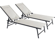 Set di 2 lettini prendisole in metallo "Sublima" - 180 x 54 x 104 cm - Beige