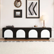 Mobile TV con 2 Cassetti e 2 Ante; Passacavi; Stile Moderno; 180??38??45 cm; in MDF; Nero e Bianco
