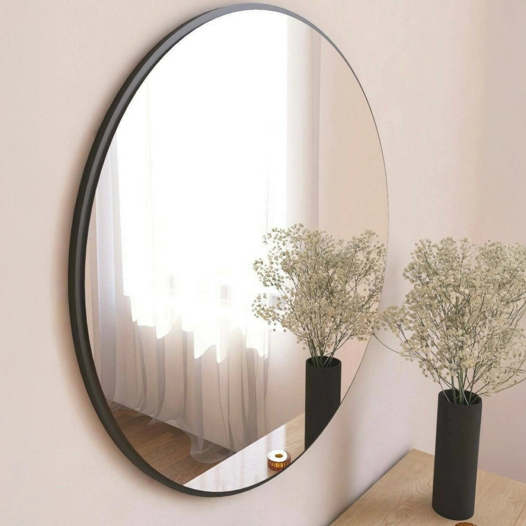 Specchio Adelasia, Specchiera, Articolo d'arredo a muro, Decorazione con specchio, 60x2h60 cm, Nero