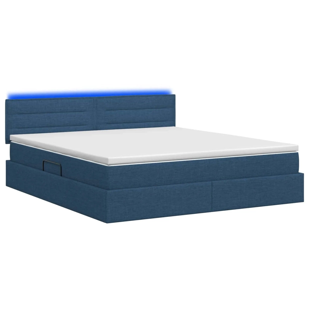 Letto con contenitore LED e materasso Blu 180 x 200 cm Tessuto 3459020