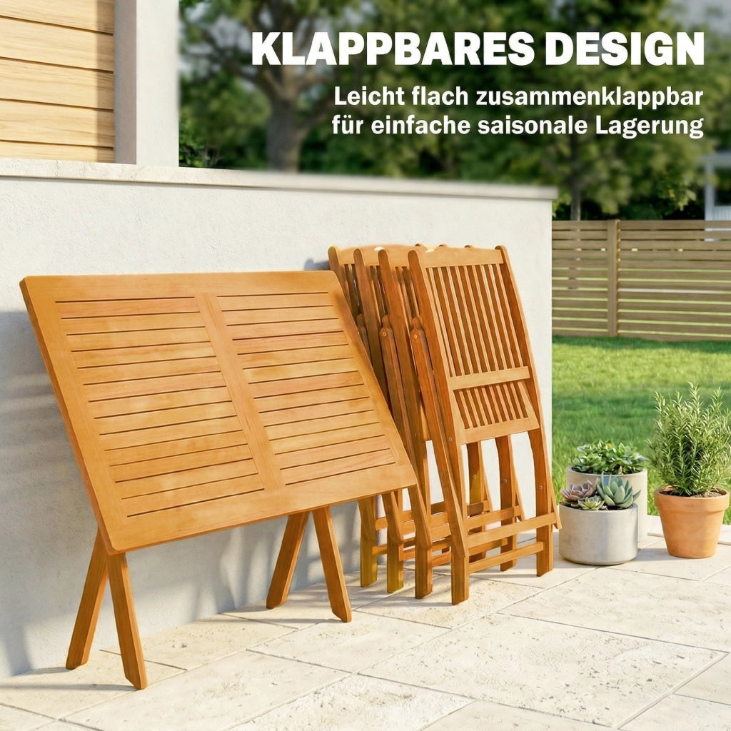 Set Tavolo e Sedie da Giardino 5 Pezzi ¨C Zephmum ¨C Legno di Acacia Pieghevole