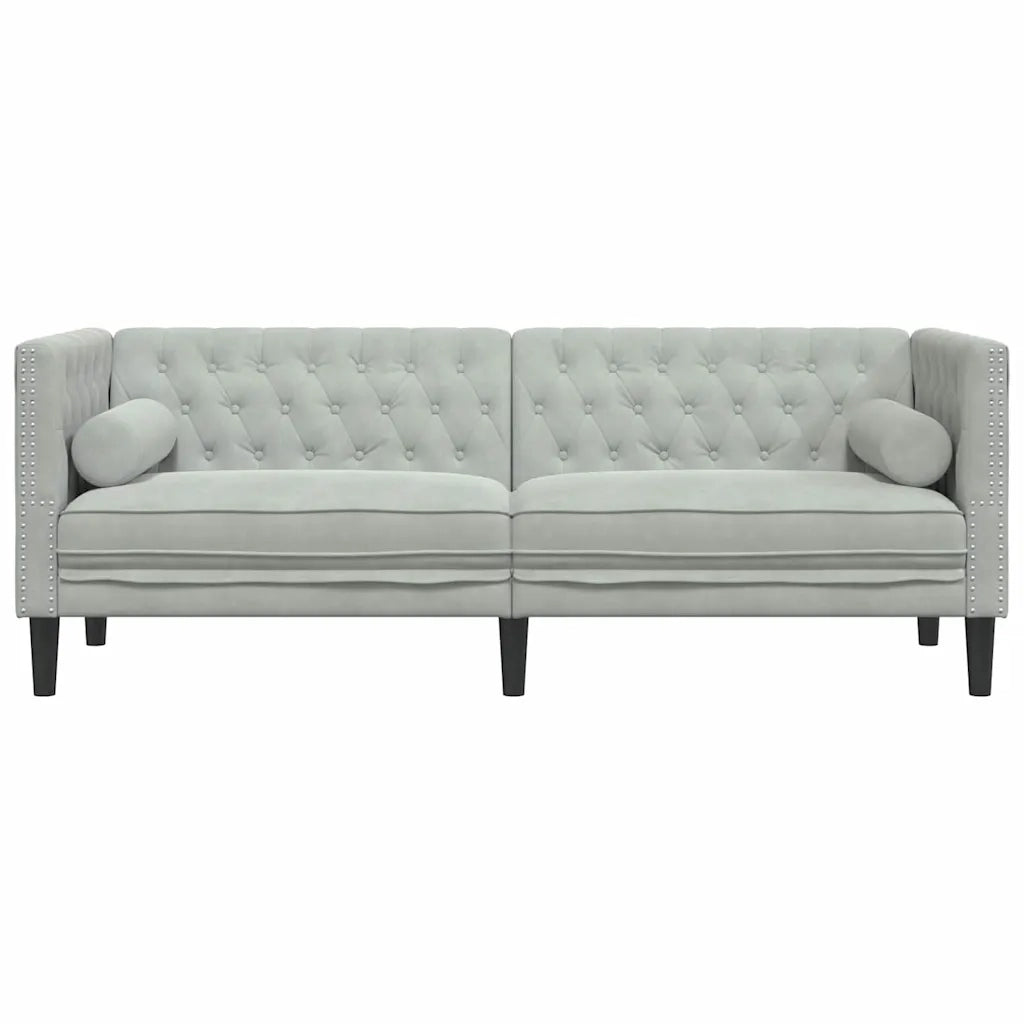 Divano | Divano da soggiorno | Sofa Grigio chiaro 194 x 74,5 x 70,5 cm Velluto