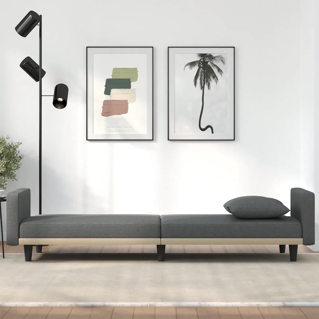 Divano Letto con Cuscini Grigio Scuro in Tessuto 351876