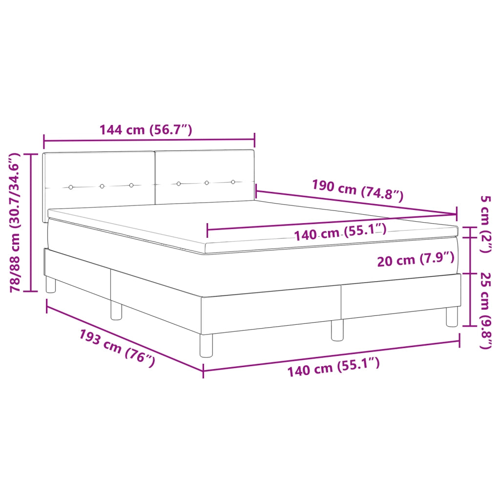Letto a Box con Materasso Nero 140x190 cm Velluto