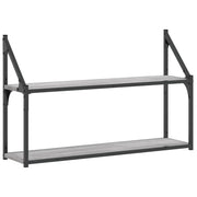 Scaffale Parete | Ripiano a parete | Mensola a parete 2 Ripiani Grigio Sonoma 80x21x51 cm Multistrato