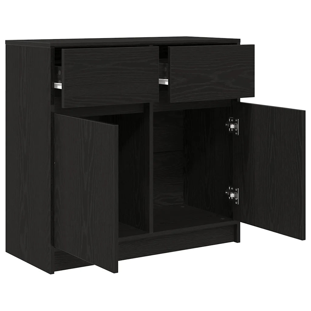 Credenza con Cassetto Rovere Nero 80x34x76 cm Legno Multistrato 861536