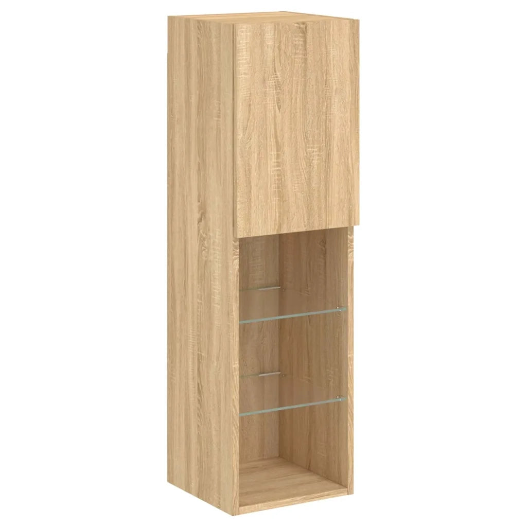 Mobili TV a Muro con LED 4pz Rovere Sonoma Legno Multistrato 3216713