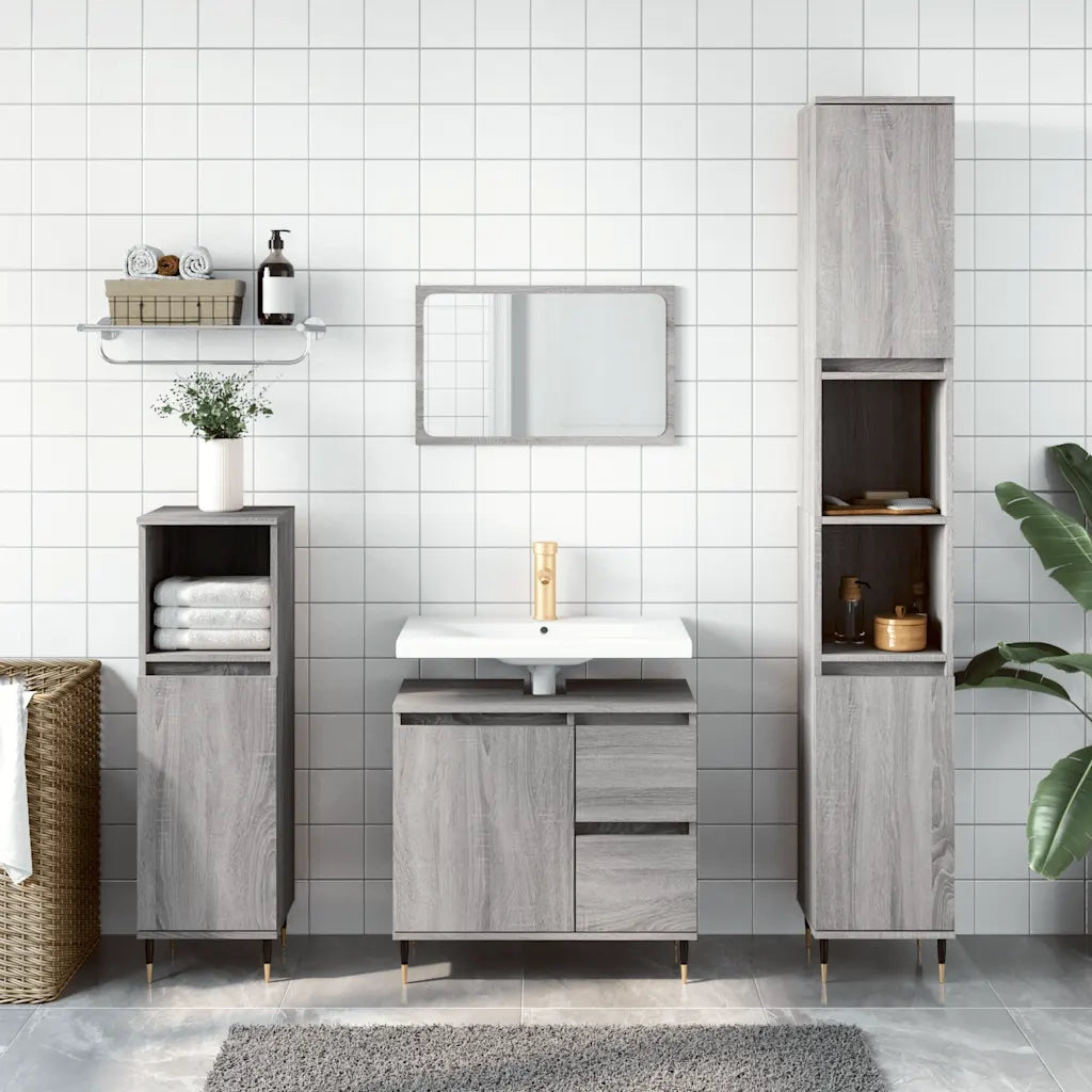 Armadietto Bagno | Armadio da bagno Grigio Sonoma 65x33x60 cm in Legno Multistrato