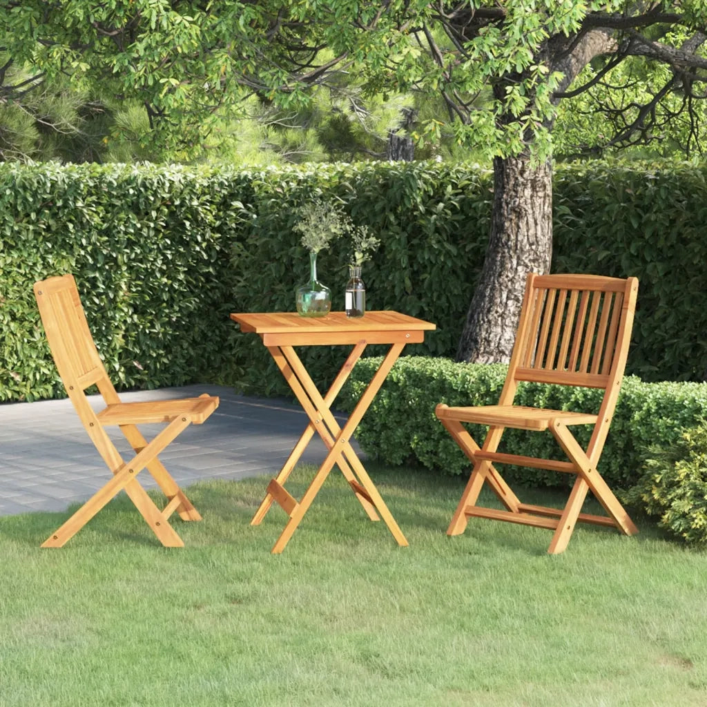 Set da Pranzo da Giardino 3 pz Pieghevole in Massello di Acacia