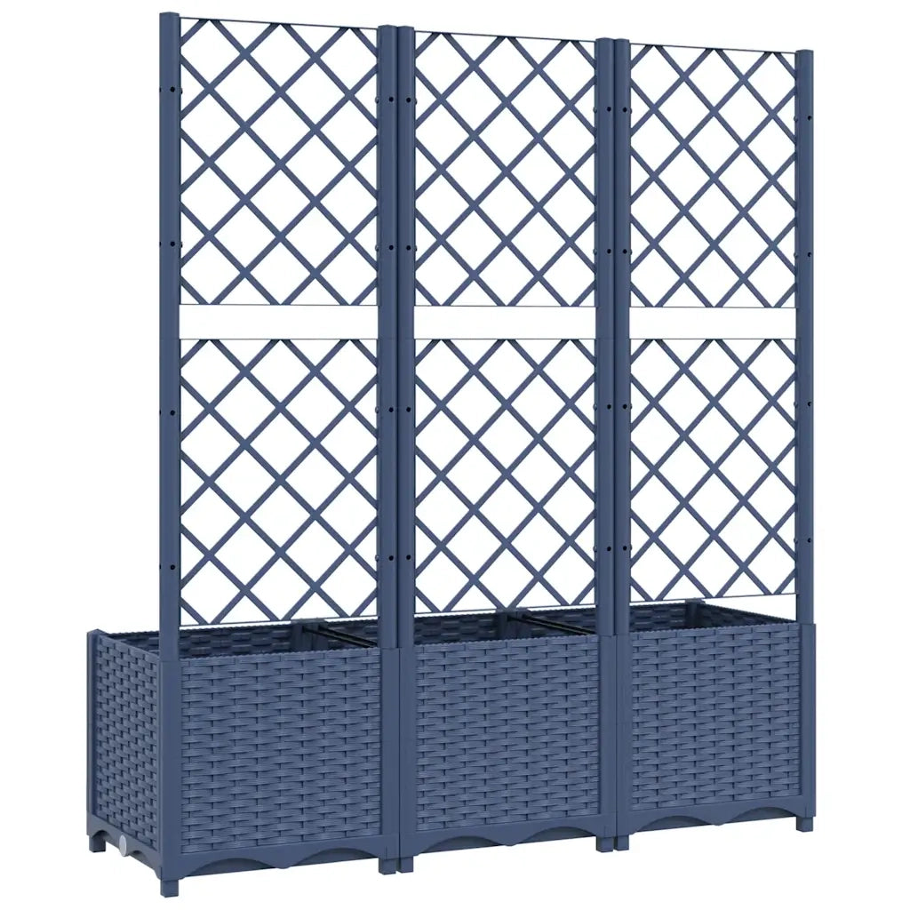 Fioriera | Cassetta per fiori | Vaso da Giardino con Graticcio Grigio Blu 120x40x136 cm PP