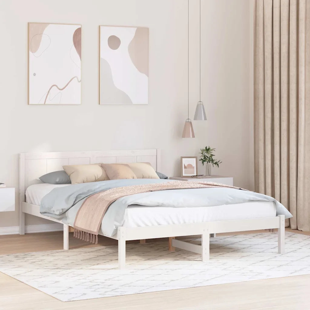 Struttura del letto Bianco 160 x 200 cm Legno massello di pino 872183