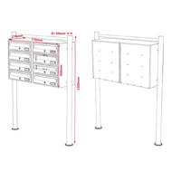 Cassetta postale condominiale autoportante 8 posti, bianco, 2 moduli 945 x 270 x 1500 mm