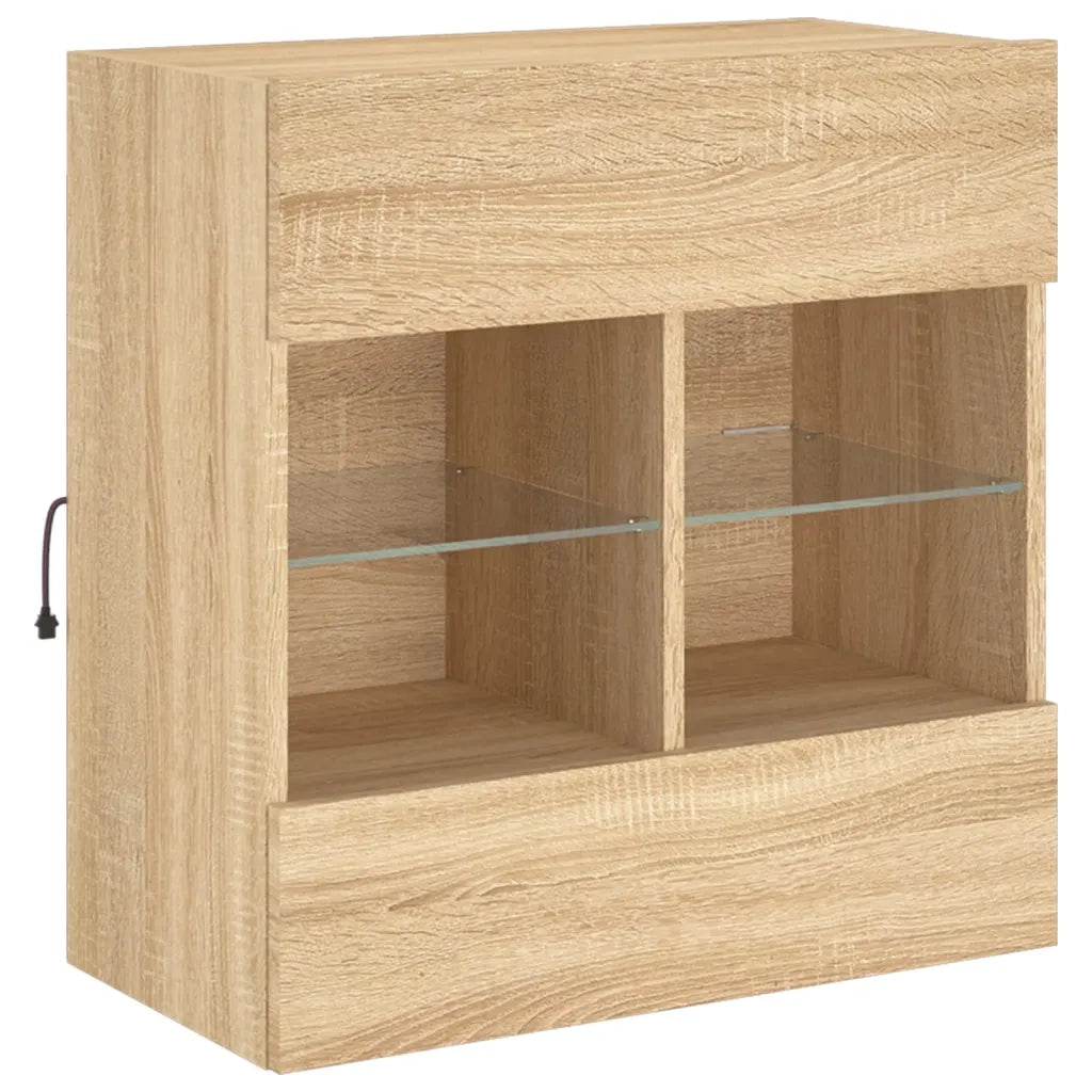 Mobile TV a Parete | Armadietto TV | Mobile Porta TV con Luci LED Rovere Sonoma 58,5x30x60,5 cm