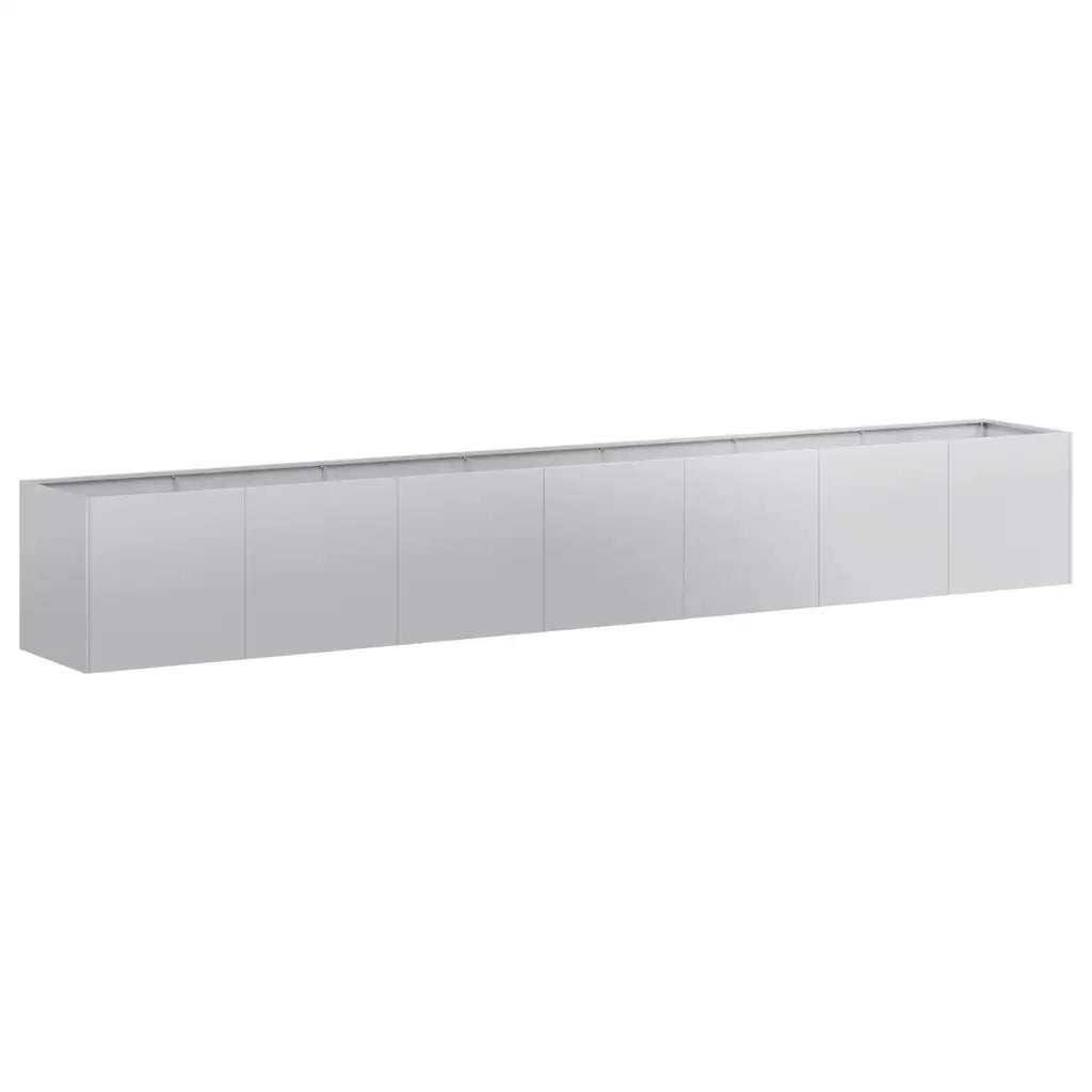 Fioriera rettangolare moderna per esterni 280 x 40 x 40 cm realizzata in acciaio zincato grigio 02_0051483