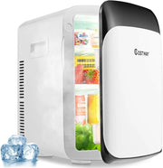 Mini Frigorifero Elettrico 15L, Funzione Caldo e Freddo, Mini frigo per Casa Auto Ufficio e Dormitorio, Prese Incluse, DC 12V/AC 220-240V, 27 x 33 x 38 cm (Bianco)