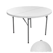 Tavolo da esterno pieghevole bianco in PVC – Diametro 122 cm