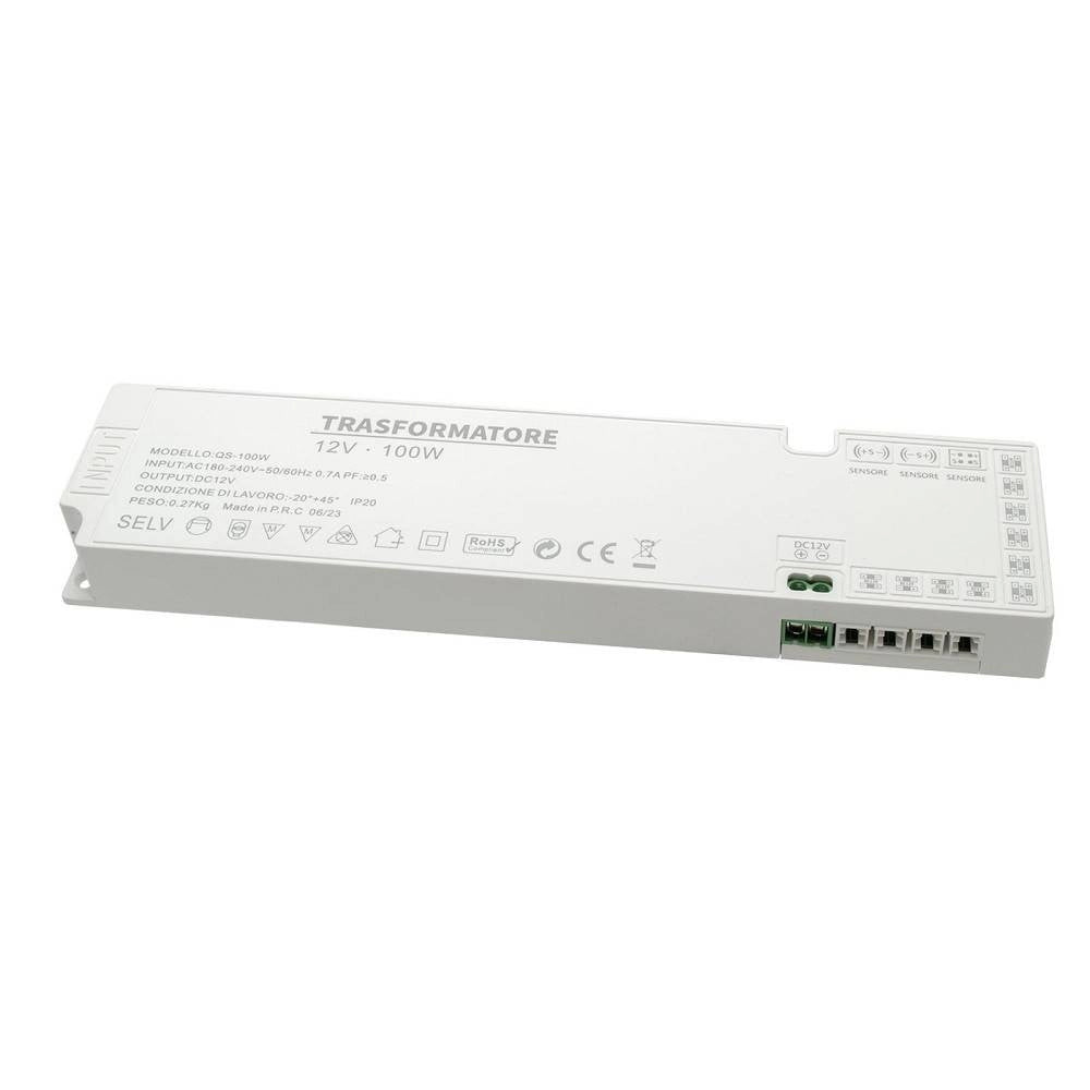Trade Shop - Alimentatore Slim 100 Watt Trasformatore Corrente 12v Strisce Luci Led Qs-100w -