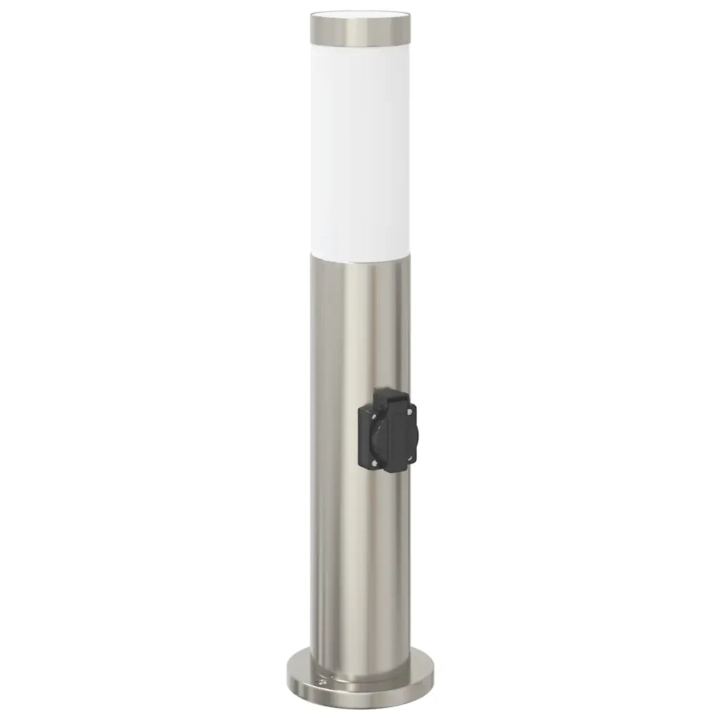 Lampada a paletto con presa elettrica 50 cm Acciaio Inox IP44 4006011