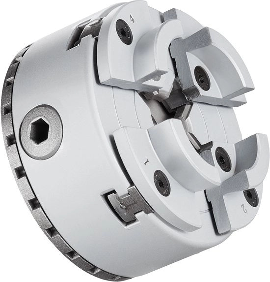 KP965 4-claw mandrino di tornio, diametro 3,75 pollici, accessorio per tornare metallo con 5 set di mandrini, strumento di precisione autoalimentante per macchine di lavorazione, affilatura e fresatura