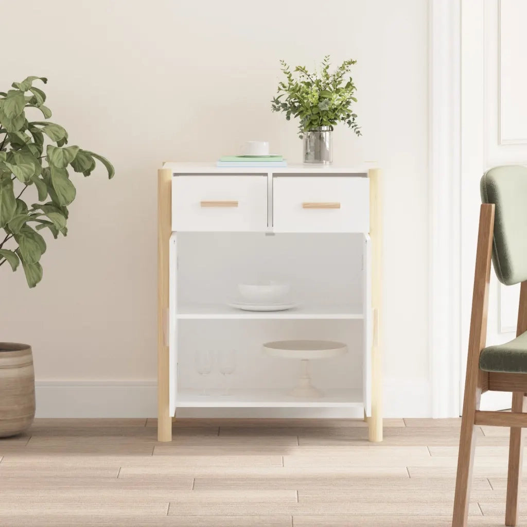 Credenza | Madia | Buffet da pranzo | Armadio da pranzo Bianca 62x38x75 cm in Legno Multistrato