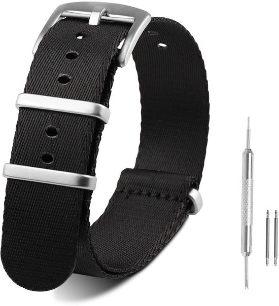 Cinturino orologio - Premium nylon ballistico - Nero - Comodo e respirabile - 20 mm - Adatto per Garmin - Modello universale