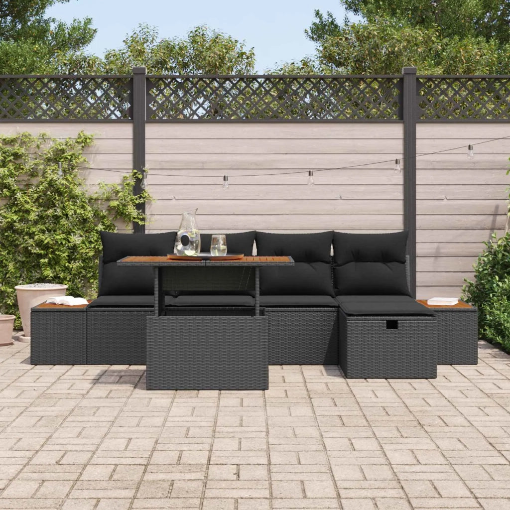 Set Divano da Giardino 6 pcs Nero polyrattan 3361405