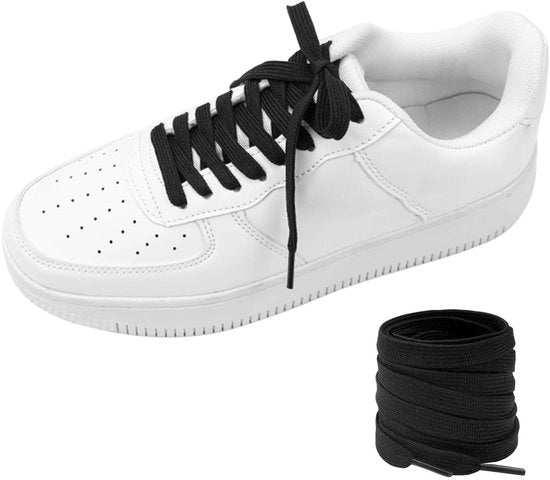 Lacci per scarpe da sport - 100 cm - Lacci piani - Lacci per scarpe da sport - Lacci Bianchi/Neri - Fibra di poliestere - 1 Paio