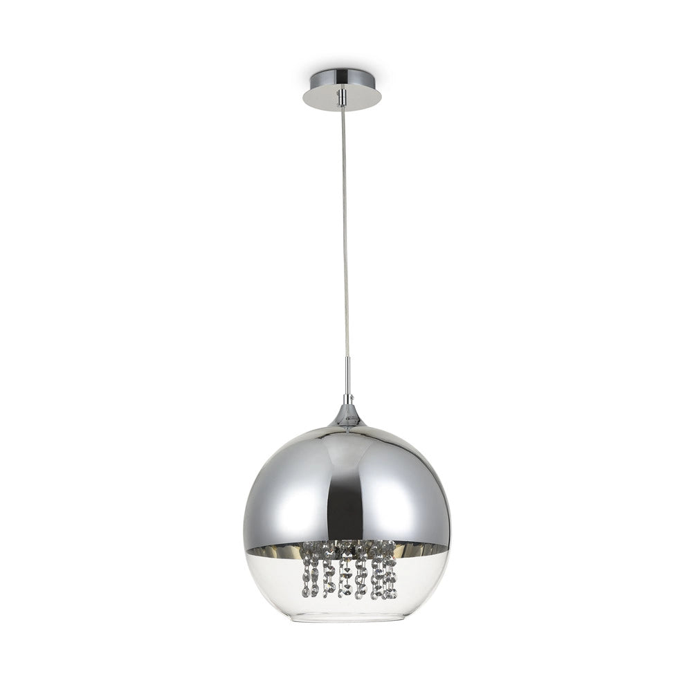 Maytoni Lampadario contemporaneo Fermi 1 luce E27 nichel metallo diffusore vetro trasparente