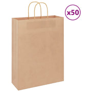 Sacchetti di Carta 50 pz con Manici Marrone 32x12x42 cm