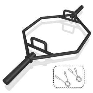 Barra esagonale pieghevole con manici zigrinati di sicurezza, Barra esagonale pieghevole per sollevamento pesi Nero-Sollevamento pesi