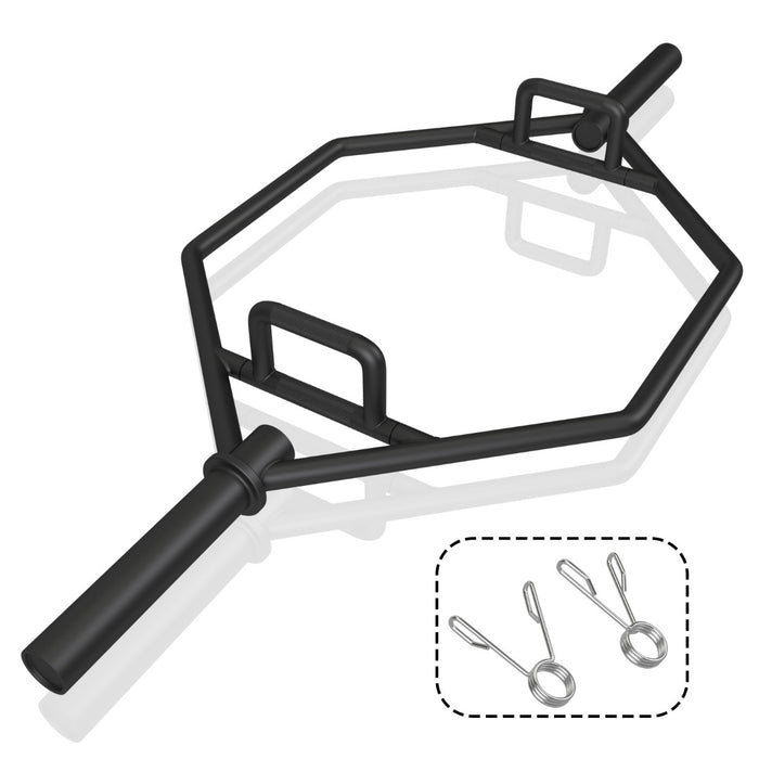 Barra esagonale pieghevole con manici zigrinati di sicurezza, Barra esagonale pieghevole per sollevamento pesi Nero-Sollevamento pesi