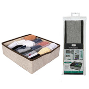 Trade Shop - Organizer Scatola Portaoggetti Divisorio Con 12 Scomparti In Tessuto Salvaspazio 30x30x10cm -