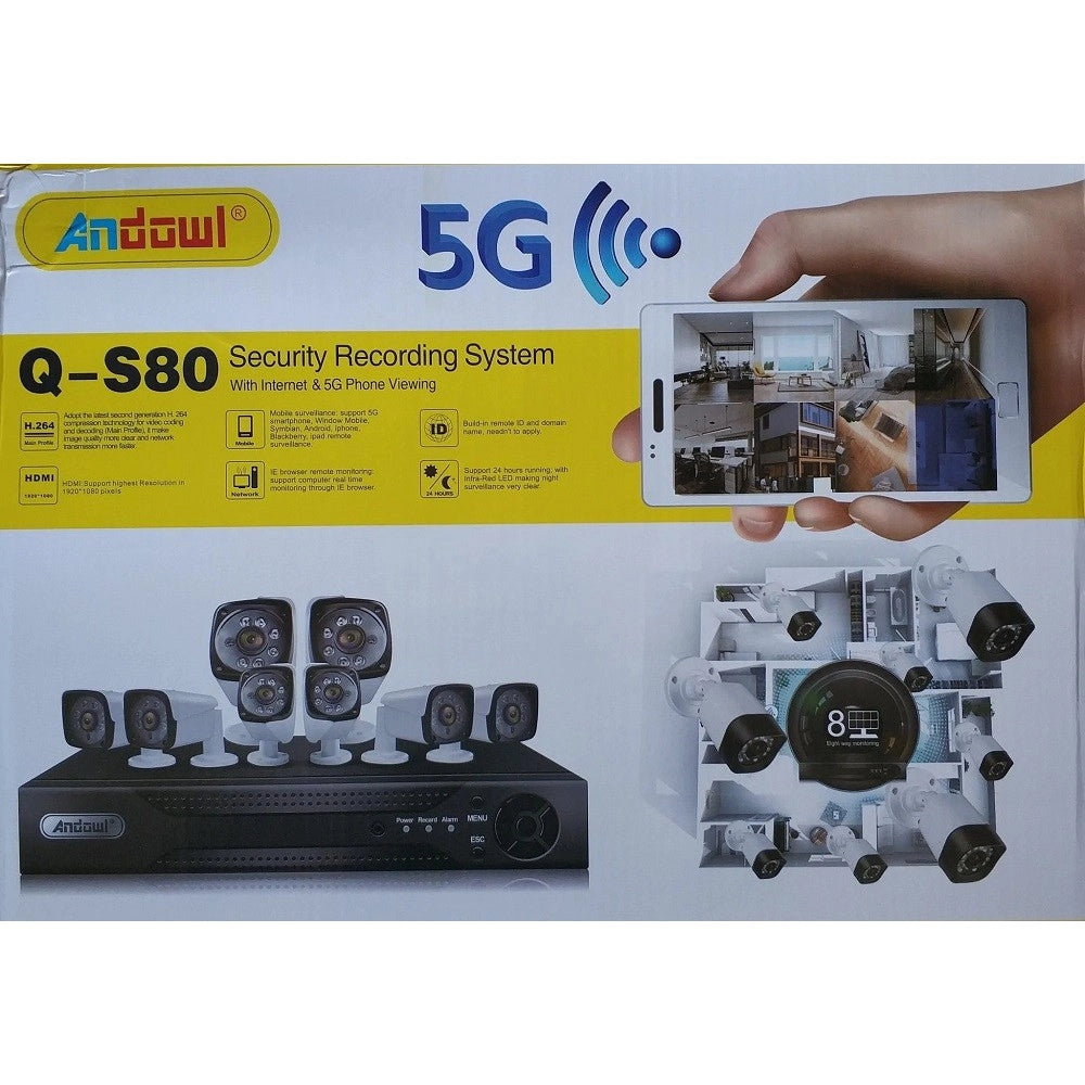 Trade Shop - Set Sistema Di Registrazione Sicurezza Cctv Hd Q-s80 Con 8 Canali Telecamere 4k -