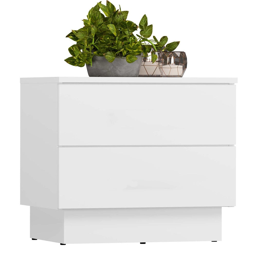Comodino AMBER 2s tavolino nocny 2 cassetti per camera da letto bianco
